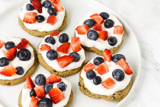 Red, White and Blue Chocolate Chunk Cookies with Fresh Fruit