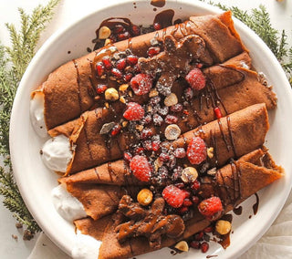 Cacao Crepes with Fudgy Brownie Gingerbread Man Cookies