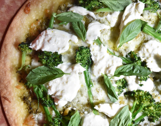 Baby Broccoli, Lemon, & Burrata Pizza