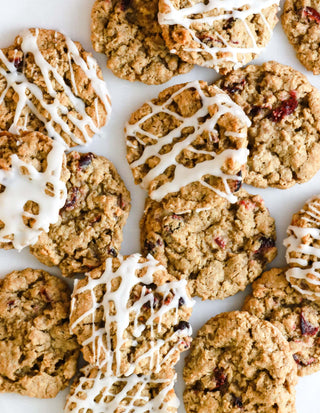 oatmeal cranberry cookies with confectioners glaze