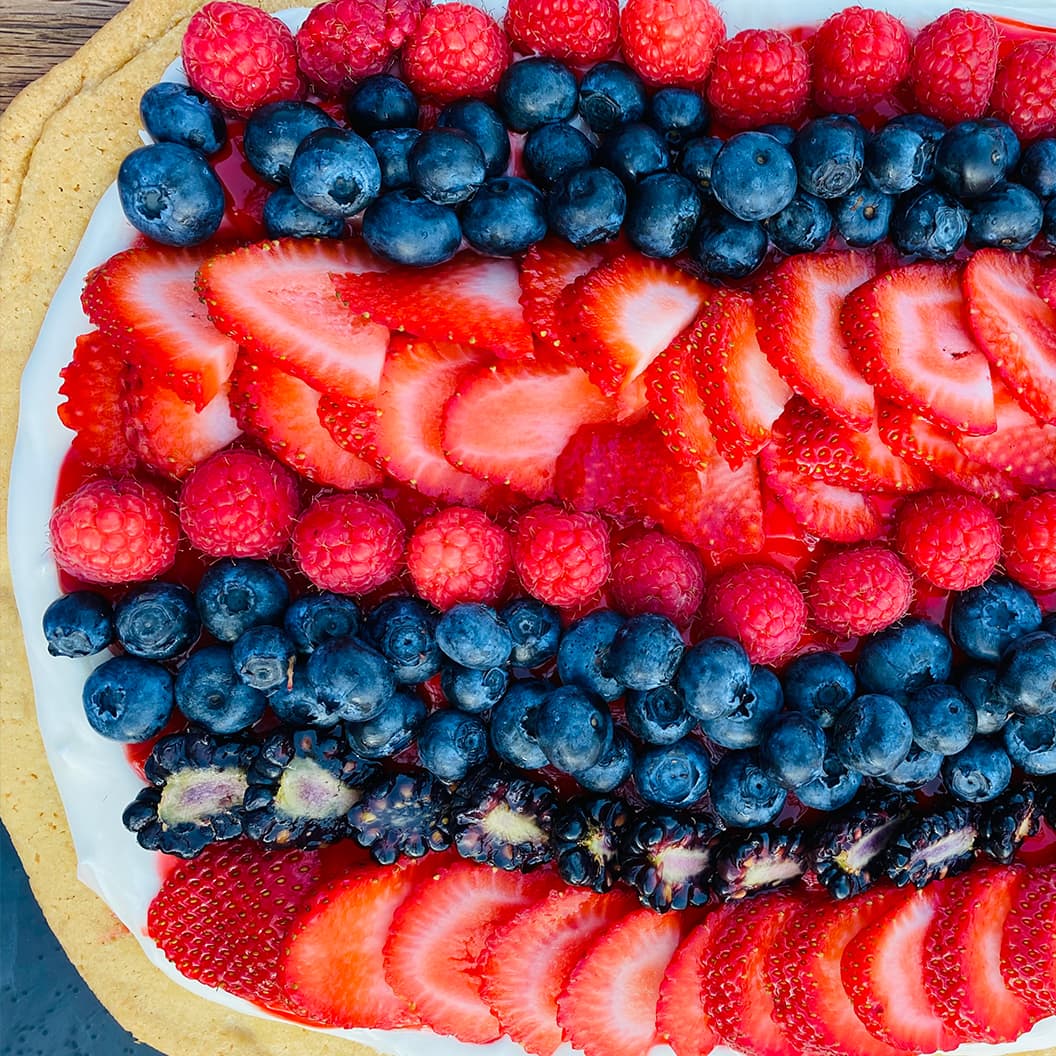 Fruit Cookie Pizza with Strawberry Glaze | Sweet Loren's