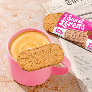 Sweet Loren's Cinnamon Sugar Breakfast Biscuit resting on a cup of coffee