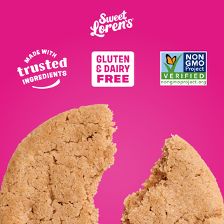 Sweet Loren's Snickerdoodle Cookie Dough with callouts highlighting key product benefits