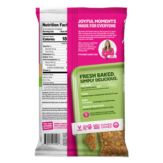 Back of Sweet Loren's Apple Cinnamon Oatmeal Bars package with nutrition facts