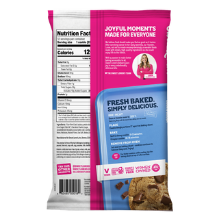 Back of Sweet Loren's Chocolate Chunk Cookie Dough package with nutrition facts