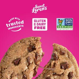 Sweet Loren's Chocolate Chunk Cookie Dough with callouts highlighting key product benefits