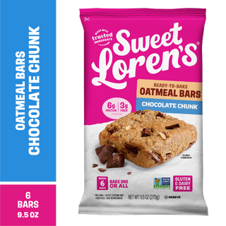 Sweet Loren's Chocolate Chunk Oatmeal Bars package with flavor and pack size