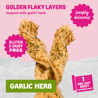 Sweet Loren's Garlic Herb Sticks with callouts highlighting more product benefits