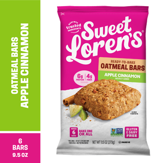 Sweet Loren's Apple Cinnamon Oatmeal Bars package with flavor and pack size