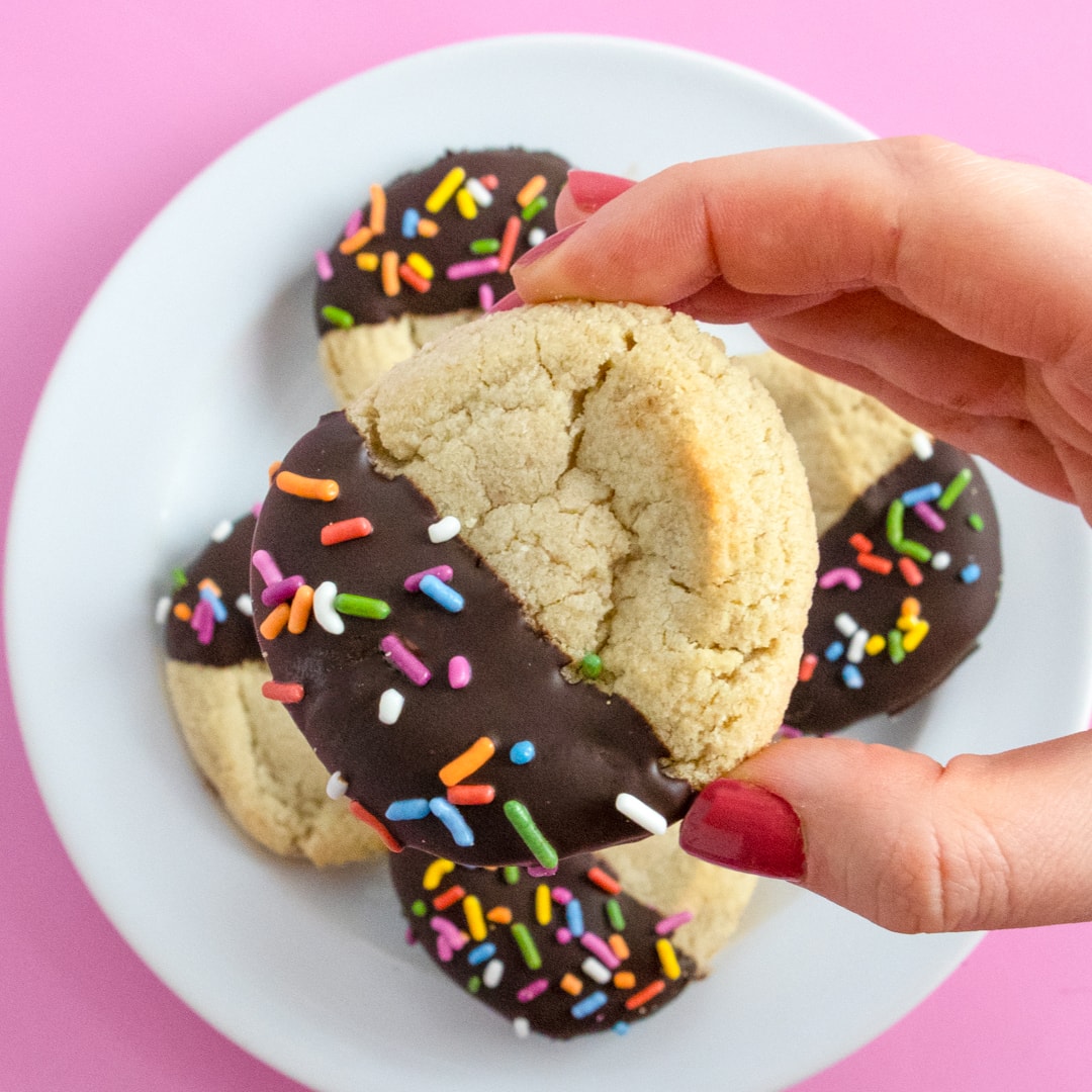 Chocolate Dipped Sugar Cookies With Sprinkles Sweet Lorens